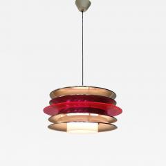  Kai Finnmark Modernistic Slatted Kai Ruokonen Ceiling Pendant in Silver and Red Lynx 1970s - 3935569