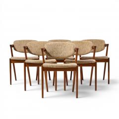  Kai Kristiasen Kai Kristiansen Model 42 Mid Century Danish Teak Z Dining Chairs Set of 6 - 4636073