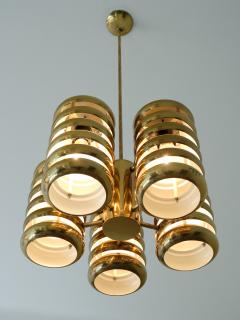  Kai Ruokonen Kai Ruokonen Five Arm Pendant Light in Brass Lynx Finland Early 1970s - 3335043