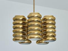  Kai Ruokonen Kai Ruokonen Five Arm Pendant Light in Brass Lynx Finland Early 1970s - 3335047