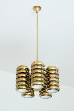  Kai Ruokonen Kai Ruokonen Five Arm Pendant Light in Brass Lynx Finland Early 1970s - 3335056