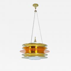  Kai Ruokonen Modernistic Slatted Kai Ruokonen Ceiling Pendant in Brass Orange Lynx 1970s - 4335637