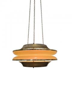  Kai Ruokonen Modernistic Slatted Kai Ruokonen Ceiling Pendant in Brass and Beige Lynx 1970s - 3944946