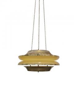  Kai Ruokonen Modernistic Slatted Kai Ruokonen Ceiling Pendant in Brass and Beige Lynx 1970s - 3944947