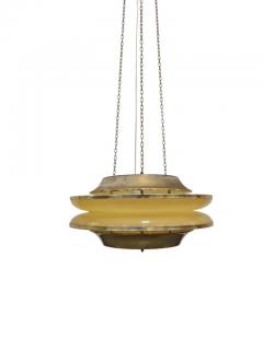  Kai Ruokonen Modernistic Slatted Kai Ruokonen Ceiling Pendant in Brass and Beige Lynx 1970s - 3944948