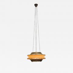  Kai Ruokonen Modernistic Slatted Kai Ruokonen Ceiling Pendant in Brass and Beige Lynx 1970s - 3946082