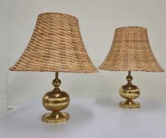  Kai Ruokonen Pair of Kai Ruokonen Finnmark Table Lamps in Brass and Rattan Lynx 1970s - 3932609