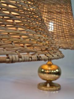  Kai Ruokonen Pair of Kai Ruokonen Finnmark Table Lamps in Brass and Rattan Lynx 1970s - 3932615