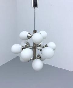  Kaiser Leuchten Sputnik in Metal and 12 White Opaline Teardrops by Kaiser Leuchten 1960s - 3389142