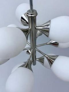  Kaiser Leuchten Sputnik in Metal and 12 White Opaline Teardrops by Kaiser Leuchten 1960s - 3389145