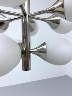  Kaiser Leuchten Sputnik in Metal and 12 White Opaline Teardrops by Kaiser Leuchten 1960s - 3389146