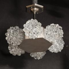  Kaiser Luchten Mid Century Hexagonal White Gold Glass Shaded Chandelier by Kaiser Luchten - 3352896
