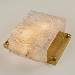  Kaiser Pair of mid century modern ice glass and brass wall lights by Kaiser - 4744361