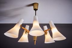  Kalmar Franken KG Chandelier with five frosted glass shades attributed to Kalmar Austria 1950s - 3857680