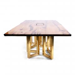  Kanttari Contemporary Bespoke Oak Wood Brass Copper Office or Dining Table - 3166012