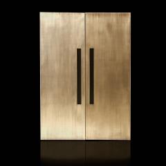  Kanttari Contemporary Black Wine Bar Cabinet in Brushed Brass Gold - 3026627
