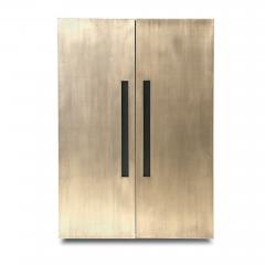  Kanttari Contemporary Black Wine Bar Cabinet in Brushed Brass Gold - 3026628