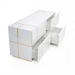  Kanttari Contemporary Cube White Black Gold Side Coffee Table or Nightstand Set of 2 - 3182478