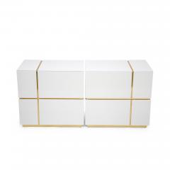  Kanttari Contemporary Cube White Black Gold Side Coffee Table or Nightstand Set of 2 - 3182479