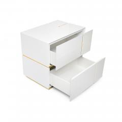  Kanttari Contemporary Cube White Black Gold Side Coffee Table or Nightstand Set of 2 - 3182480