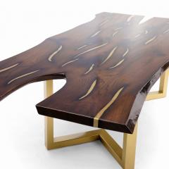  Kanttari Contemporary Live Edge Large Dining Table Oak Ash Wood Brass or Copper - 3153780