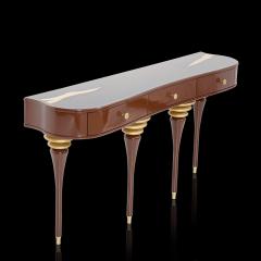  Kanttari Elegant Art Deco Romantic Wooden Brown Black White Console With Brass Gold - 3166044