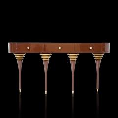  Kanttari Elegant Art Deco Romantic Wooden Brown Black White Console With Brass Gold - 3166045