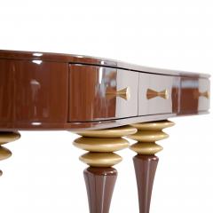  Kanttari Elegant Art Deco Romantic Wooden Brown Black White Console With Brass Gold - 3166049