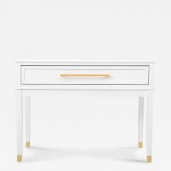  Kanttari Elegant Modern Classic White Wooden Dresser Console With Brass Accents - 3288937