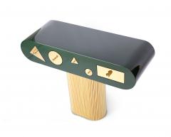  Kanttari Modern Art Deco Style Console in Green Black and White with Brass base - 3026692