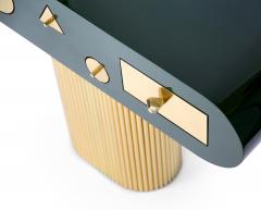  Kanttari Modern Art Deco Style Console in Green Black and White with Brass base - 3026694