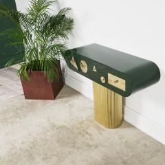  Kanttari Modern Art Deco Style Console in Green Black and White with Brass base - 3026698
