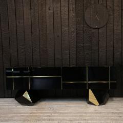  Kanttari Modern Black Gold White Brass Custom Console Credenza in High Gloss - 3026757