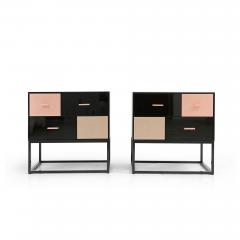  Kanttari Modern Black Side Table in High Gloss With Brass Copper Bronze Drawers - 3166036