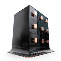  Kanttari Modern Black and Copper Chest of Drawers in High Gloss Finish - 3172488