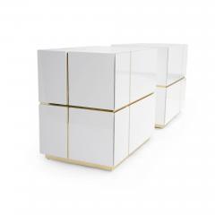  Kanttari Modern Cube White Black Gold Side Coffee Table or Nightstand - 3152286