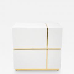  Kanttari Modern Cube White Black Gold Side Coffee Table or Nightstand - 3242558