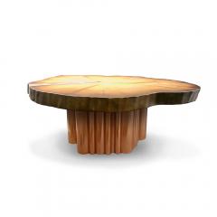  Kanttari Modern Round Coffee Table in Live Edge Wood Copper or Brass - 3181945