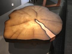  Kanttari Modern Round Coffee Table in Live Edge Wood Copper or Brass - 3181949