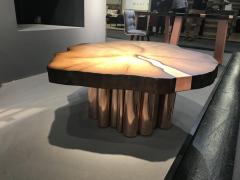  Kanttari Modern Round Coffee Table in Live Edge Wood Copper or Brass - 3181950