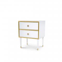  Kanttari Set of 2 Modern Cube White Gold Side Coffee Table or Nightstand - 3181986