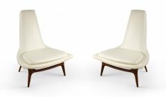  Karpen Walnut Lounge Chairs with White Vinyl - 2792189