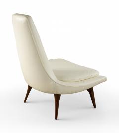  Karpen Walnut Lounge Chairs with White Vinyl - 2792192