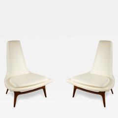  Karpen Walnut Lounge Chairs with White Vinyl - 2794919