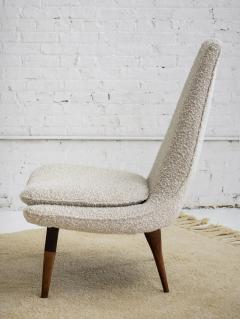  Karpen of California Karpen of California High Back Walnut Slipper Lounge Chair in Wool Boucl  - 2675847