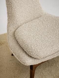  Karpen of California Karpen of California High Back Walnut Slipper Lounge Chair in Wool Boucl  - 2675849