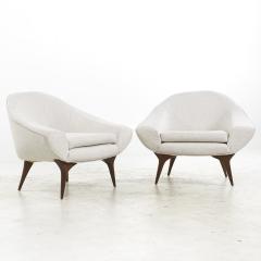  Karpen of California Karpen of California Mid Century Walnut Lounge Chairs Pair - 4094998