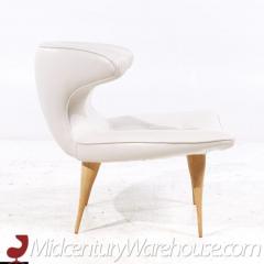  Karpen of California Karpen of California Mid Century White Leather Horn Lounge Chairs Pair - 3676777