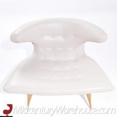  Karpen of California Karpen of California Mid Century White Leather Horn Lounge Chairs Pair - 3676781