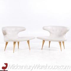  Karpen of California Karpen of California Mid Century White Leather Horn Lounge Chairs Pair - 3676785